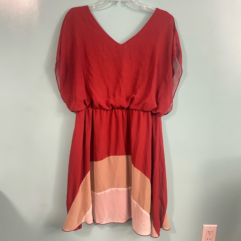 Colorblock Rust/Tan/White Women's Dress